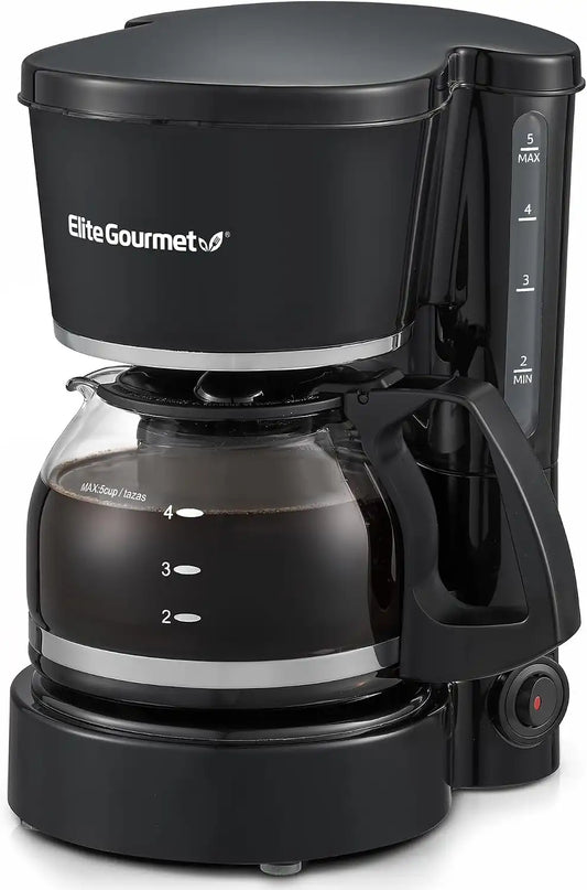 Elite Gourmet EHC-5055# Automatic Brew & Drip Coffee Maker with Pause N Serve Reusable Filter, On/Off Switch, Water Level Indicator, Black