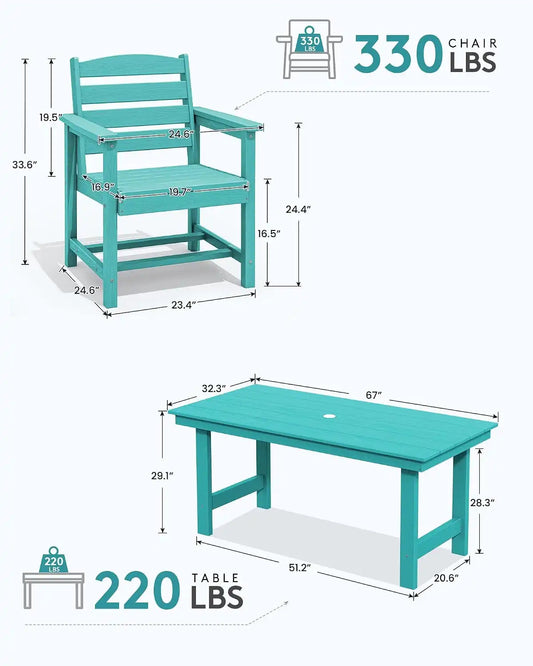 SERWALL Patio Dining Chair Set of 2,All Weather HDPE Dining Chair, Aruba