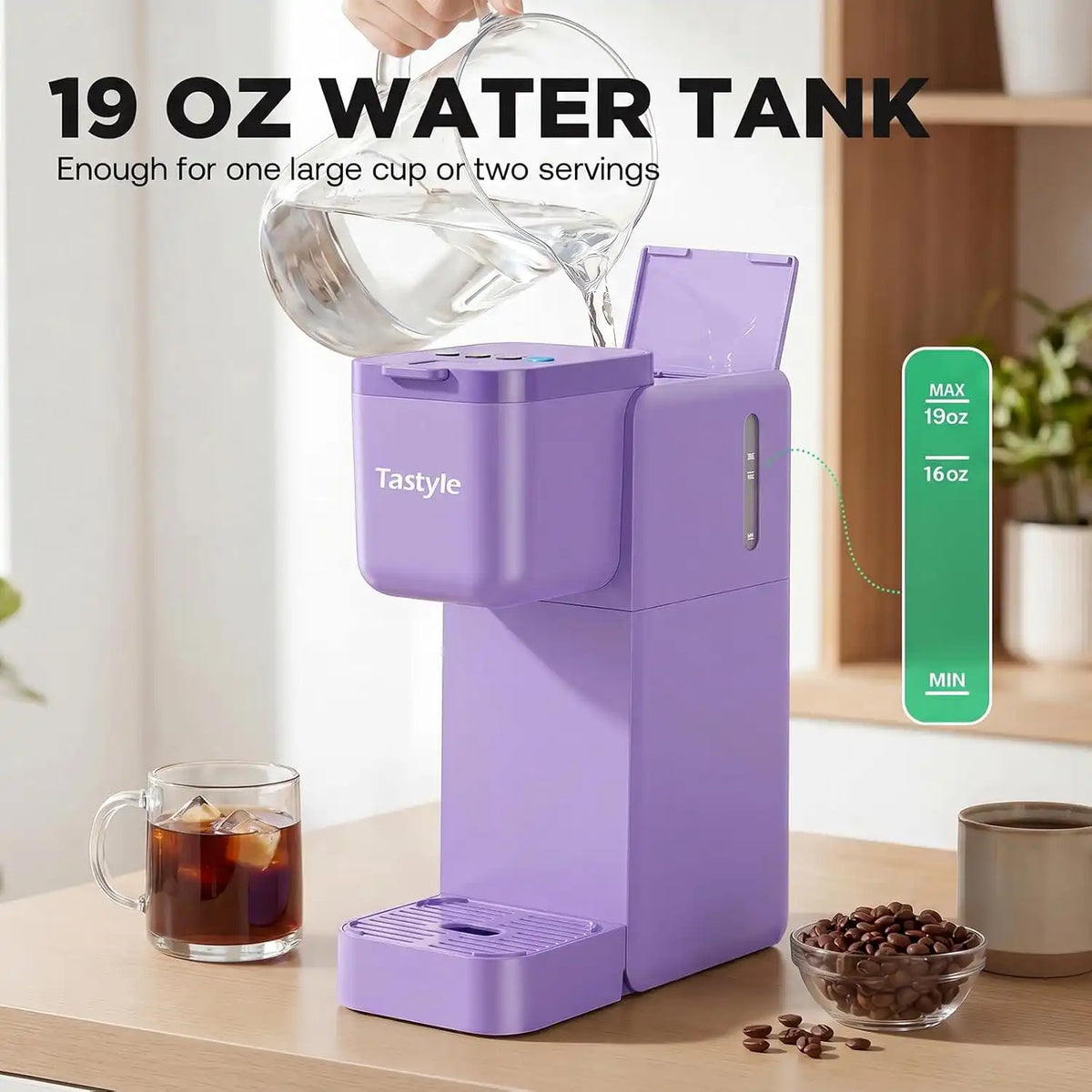 Tastyle Single Serve Coffee Maker Hot and Iced with Bold Brew, Up to 16 Oz