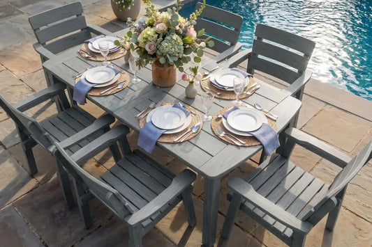 7-Piece Outdoor Dining Set, Patio Table & Chairs for 6, Dark Gray