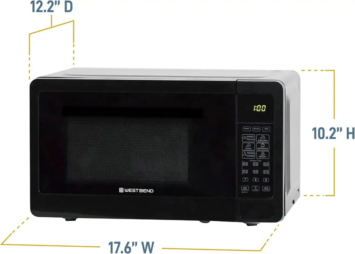 West Bend Microwave Oven, 0.7 Cu.Ft., 700-Watts, in Black Finish