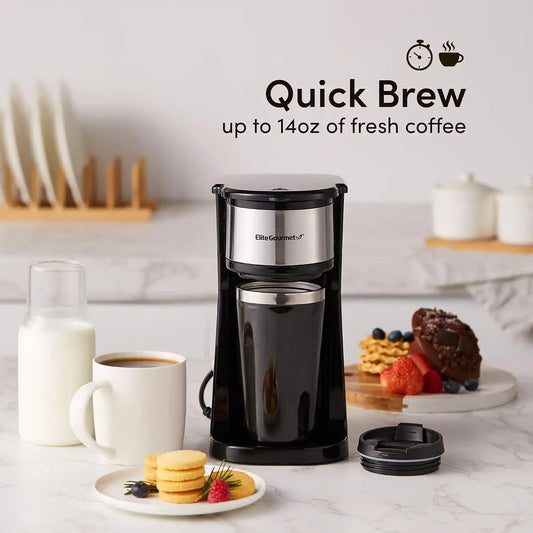 Elite Gourmet EHC-112B Personal Single-Serve Compact Coffee Maker, Black
