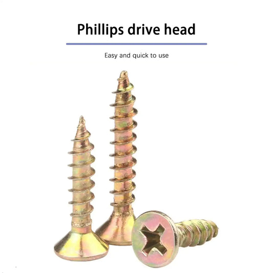 Wood Screws 8 × 3/4 inch, Phillips Flat Head Zinc Plated Screw, Self Tapping Screws for Wood Metal Plastic, Zinc Plated Carbon Steel, #8 × 3/4" Exterior Self Tapping Screws 150-pack