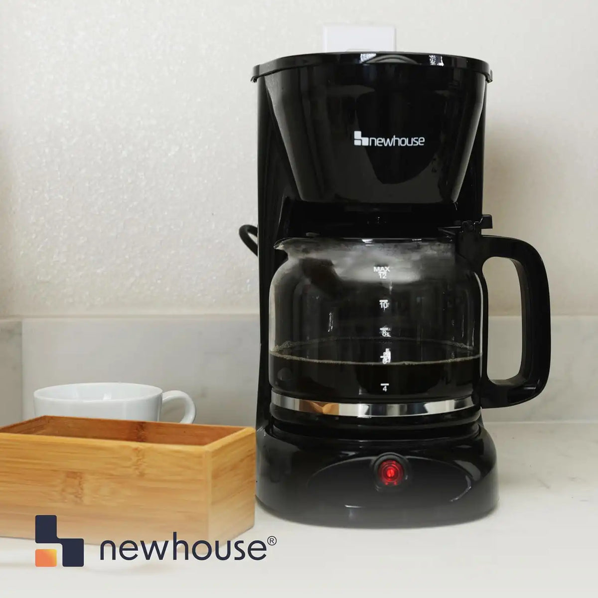 Newhouse Electric Coffee Machine NHCM-001-12, 12-Cup Coffee Maker with Auto Shut Off, Electric Pot with Metal Mesh Coffee Filter Basket, ETL Certified for Hospitality and Residential Use