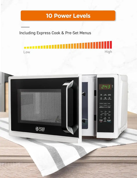Commercial Chef 0.9 Cu. Ft. Countertop Microwave Oven, CHM9MW, White