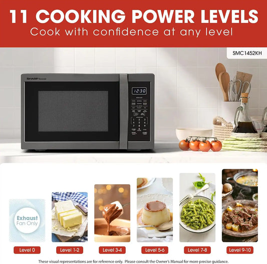Sharp SMC1452KH 1.4 cu. ft. Black Stainless Steel Countertop Microwave Oven