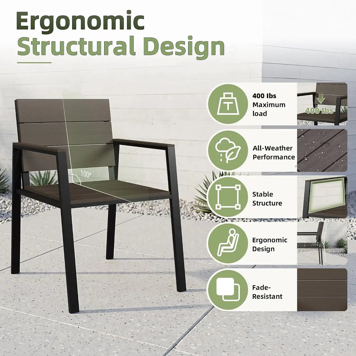 Outdoor Table and Chairs for 6 Aluminum Patio Dining Set with Umbrella Hole