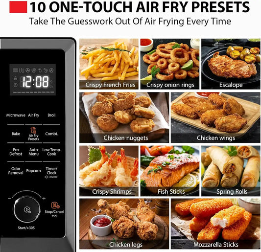 TOSHIBA Air Fryer Combo Microwave, 1.0 Cu.Ft, Black Stainless Steel