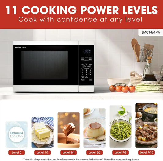 Sharp SMC1461KW 1.4 cu. ft. 1100W White Countertop Microwave Oven