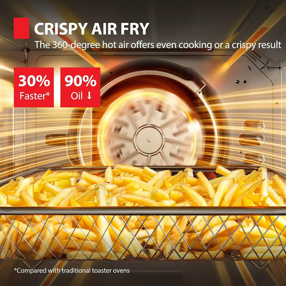 TOSHIBA ChefFry Air Fryer Toaster Oven Combo, 26.4-Quart, Stainless Steel