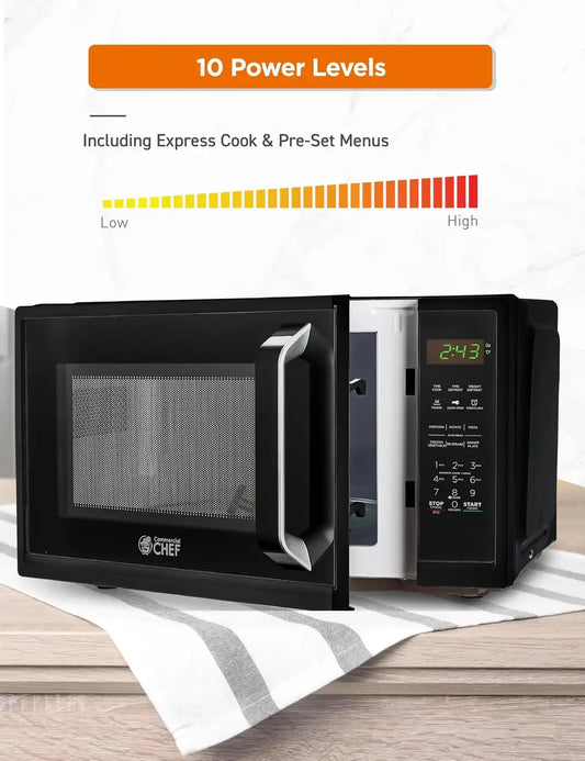 Commercial Chef 0.9 Cu. Ft. Countertop Microwave Oven, CHM9MB, Black