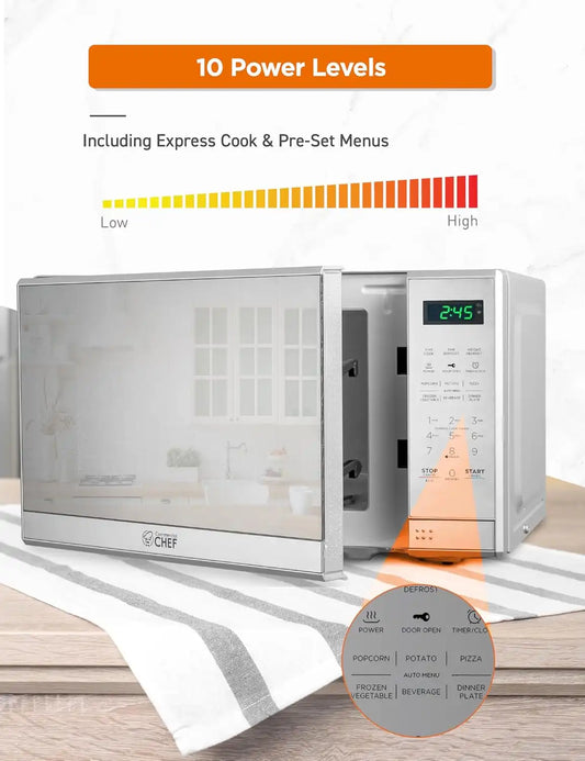 Commercial Chef 0.7 Cu. Ft. Countertop Microwave Oven, CHM7MS, Stainless