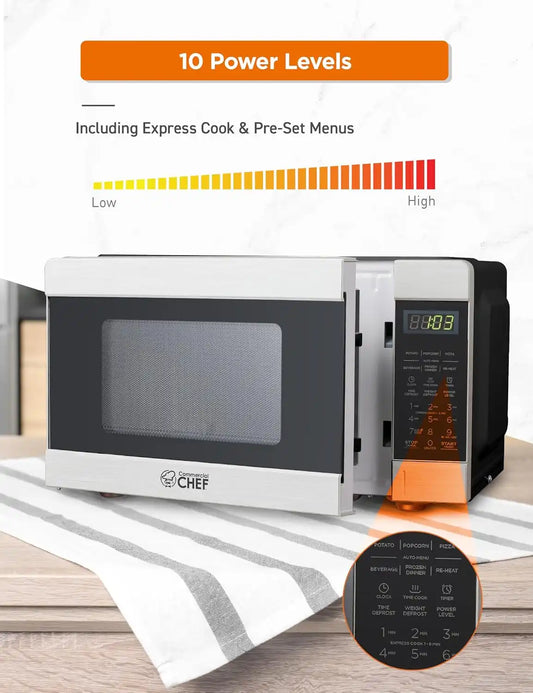 Commercial Chef 0.9 Cu. Ft. Countertop Microwave Oven, CHM009