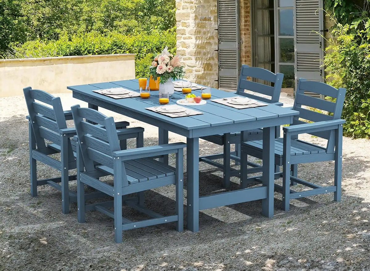 SERWALL Patio Dining Chair Set of 2,All Weather HDPE Dining Chair, Blue