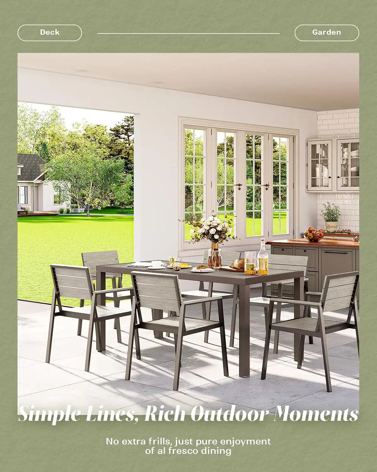 Vexwalx 12 Pcs Outdoor Dining Set, 67" HDPS Dining Set for 10, Gray