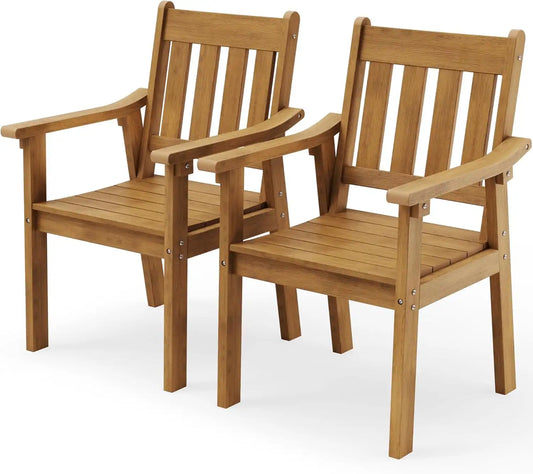 YEFU Outdoor Patio Chairs Set of 2, Weather Resistant HIPS, Teak