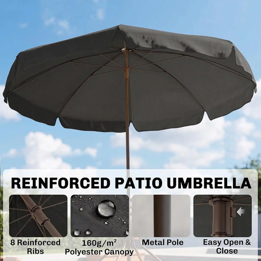 Outsunny 6 Piece Outdoor Patio Dining Set for 4 with Umbrella Black/Coffee
