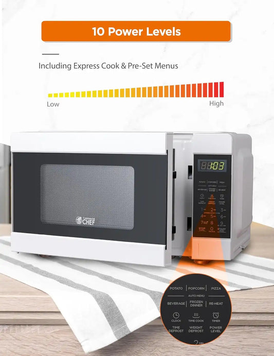 Commercial Chef 0.9 Cu. Ft. Countertop Microwave Oven, CHM990W, White