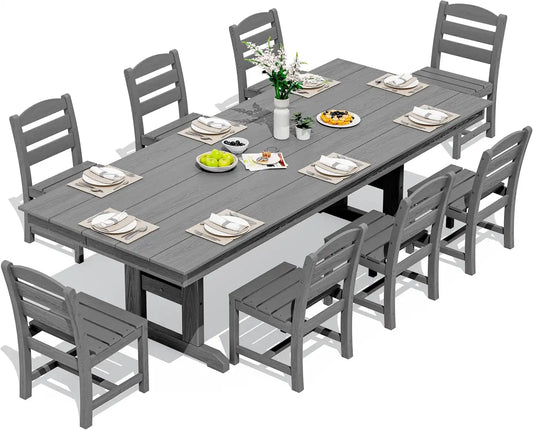 SERWALL Patio HDPE Armless Dining Chairs Set of 2, Grey