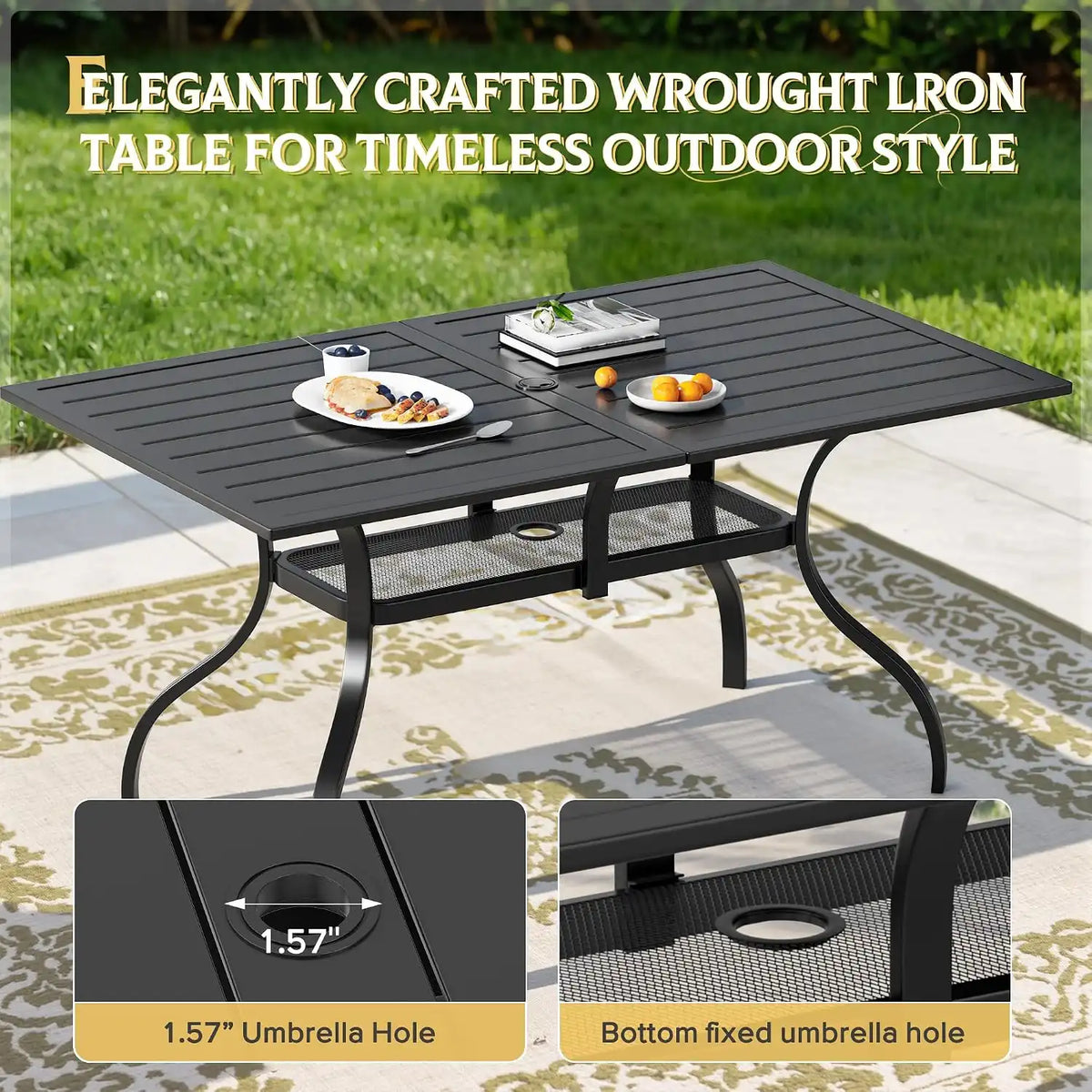 SUNCROWN 7-Piece Outdoor Patio Dining Set, All Weather Rectangular Metal Table & 6 Black Swivel Textilene Mesh Chairs, Weather Resistant Patio Furniture for Deck Lawn Garden Backyard Poolside