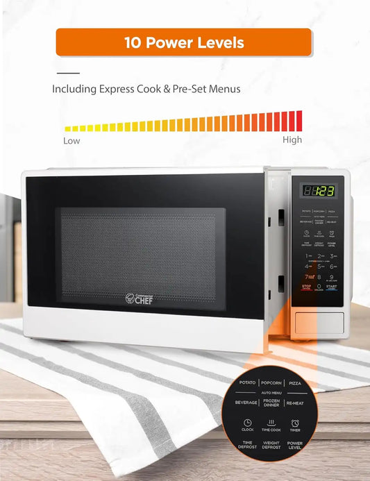 Commercial Chef 1.1 Cu. Ft. Countertop Microwave Oven, CHCM11100W, White