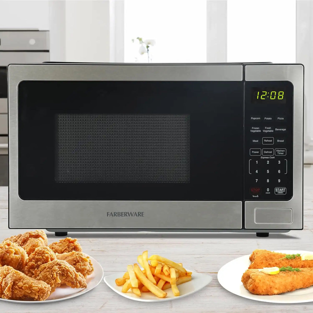 Farberware Stainless Steel Microwave Oven 0.9 cu. ft. 900 Watts, Countertop