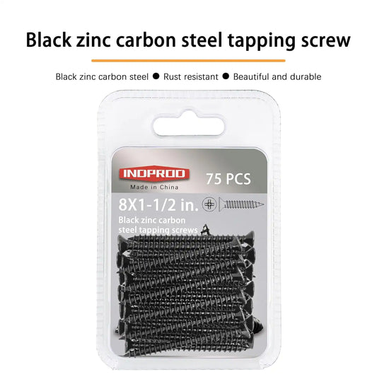 #8 X 1-1/2" Black Screw,Flat Head Phillips Wood Screw, Electroplating Black Carbon Steel, #8 X 1-1/2-Inch, 75Pcs