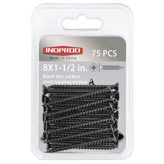 #8 X 1-1/2" Black Screw,Flat Head Phillips Wood Screw, Electroplating Black Carbon Steel, #8 X 1-1/2-Inch, 75Pcs