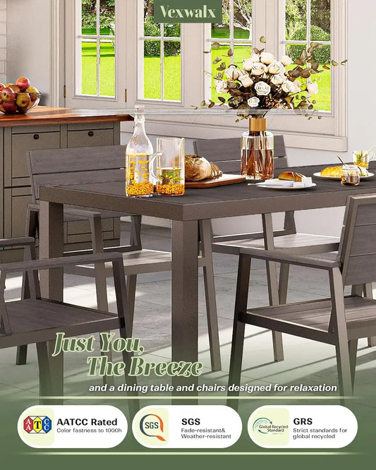 Vexwalx 10 Pcs Outdoor Dining Set, 67" HDPS Dining Set for 8, Charcoal