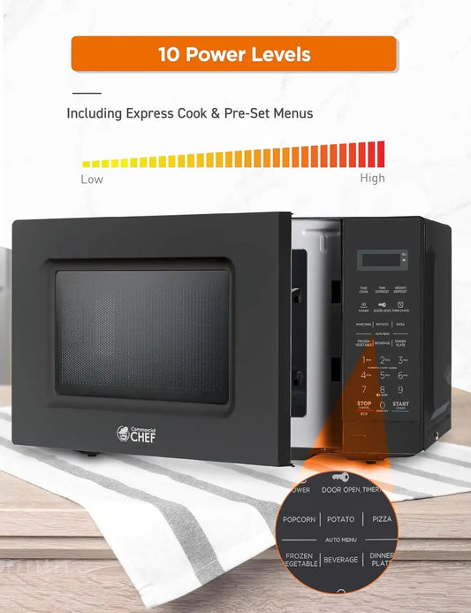 Commercial Chef 0.7 Cu. Ft. Countertop Microwave Oven, CHM7MB, Black