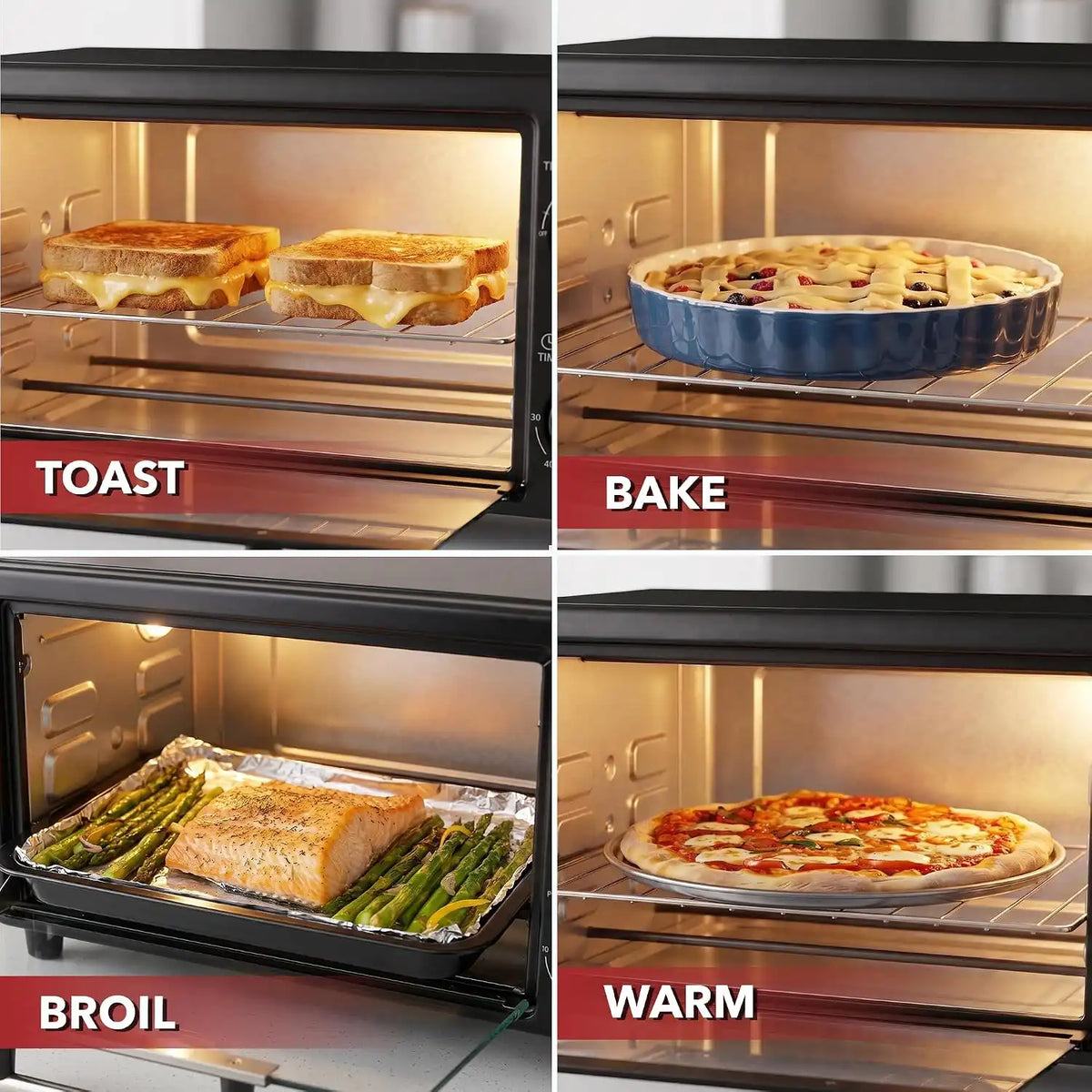 OVENTE 8L Toaster Oven, Adjustable Temperature, 60-Min Timer, Black TO2808B