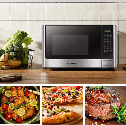 BLACK+DECKER Countertop Microwave Oven, 0.9 Cu.Ft, 900W, Stainless Steel