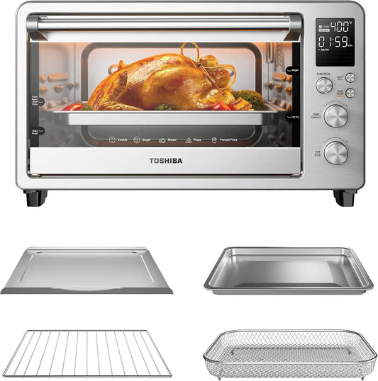 TOSHIBA ChefFry Air Fryer Toaster Oven Combo, 26.4-Quart, Stainless Steel