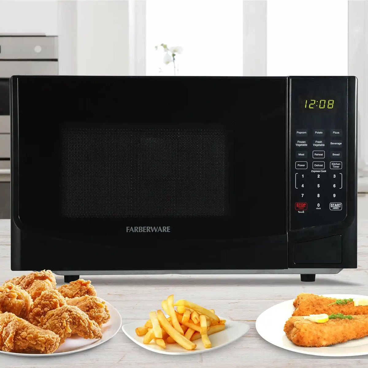 Farberware Black Microwave Oven, 0.9 Cu. Ft., 900 Watts, Countertop