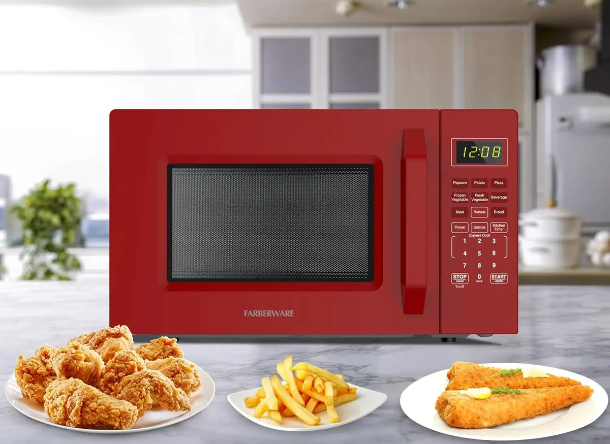 Farberware Red Microwave Oven, 1.1 Cu. Ft., 1000 Watts, Countertop