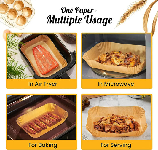 Rectangular Air Fryer Liners Disposable, 125 Pcs Parchment for Dual Baskets