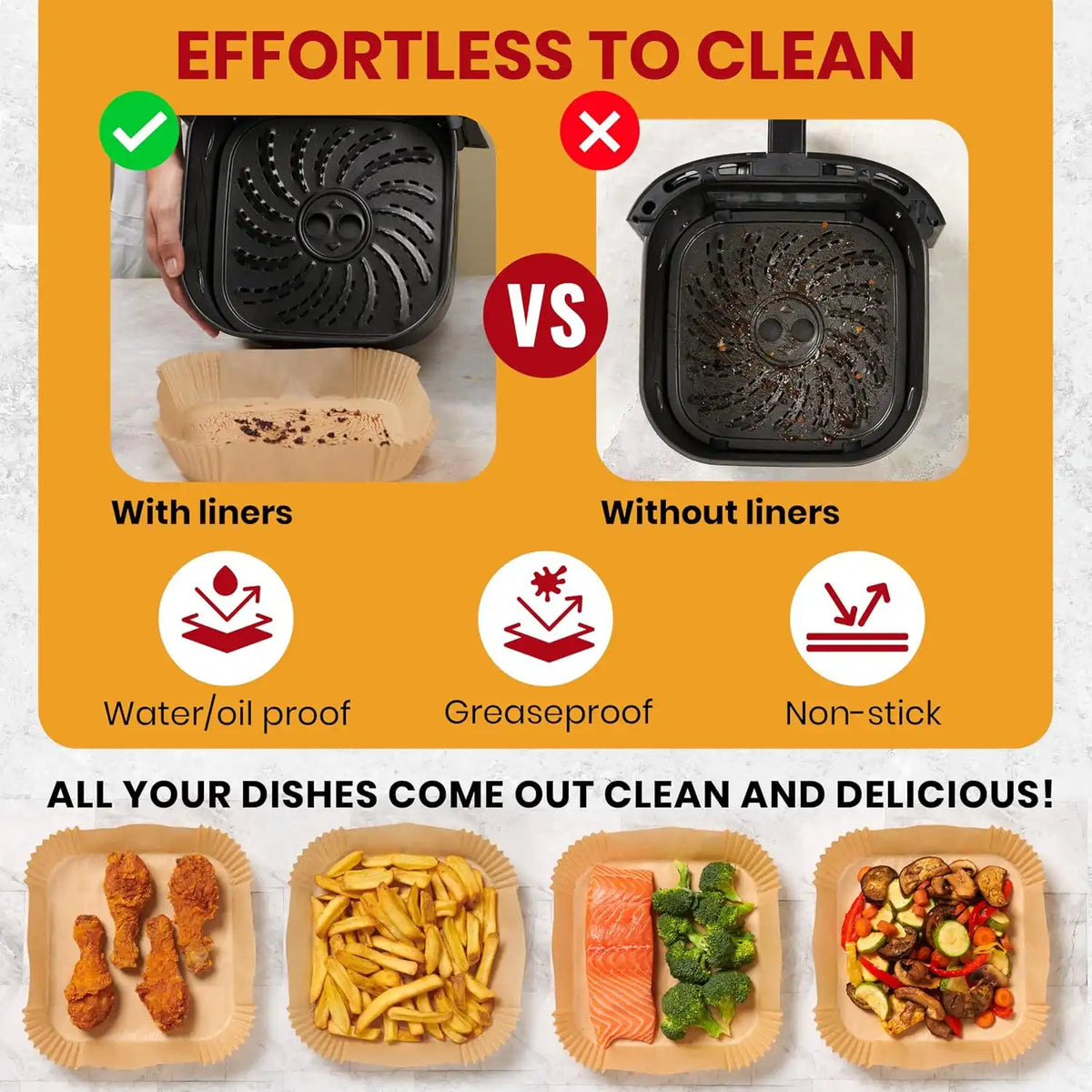 Air Fryer Liners Disposable, 350 Pcs 8" Square for Most 5-8 qt Baskets
