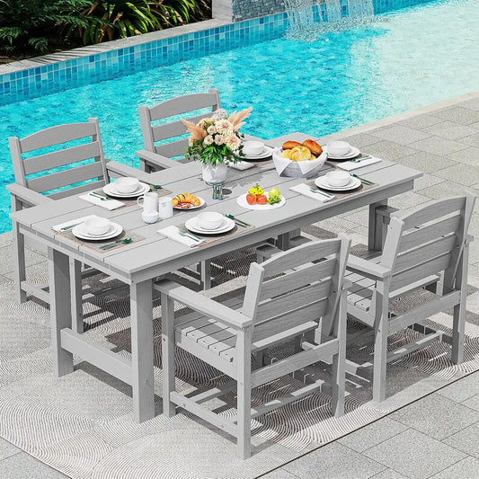 SERWALL Patio Dining Chair Set of 2, HDPE Dining Chair, Light Gray