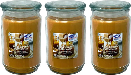 Mainstays 20oz Salted Caramel Butterscotch Scented Candles, 3-Pack