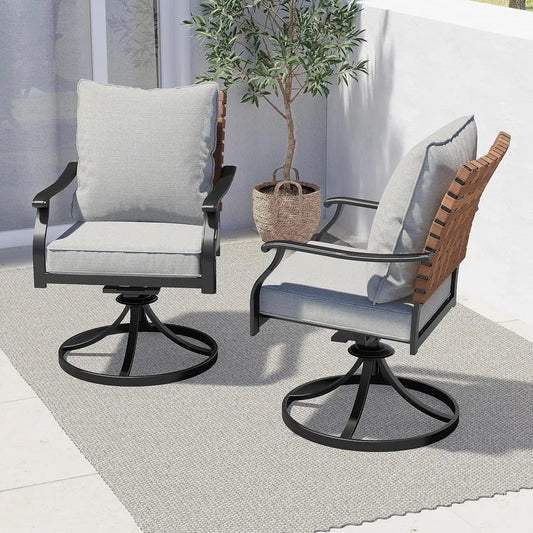 Grand patio 2-Pc Outdoor Swivel Dining Set, 2 Chairs, Gray