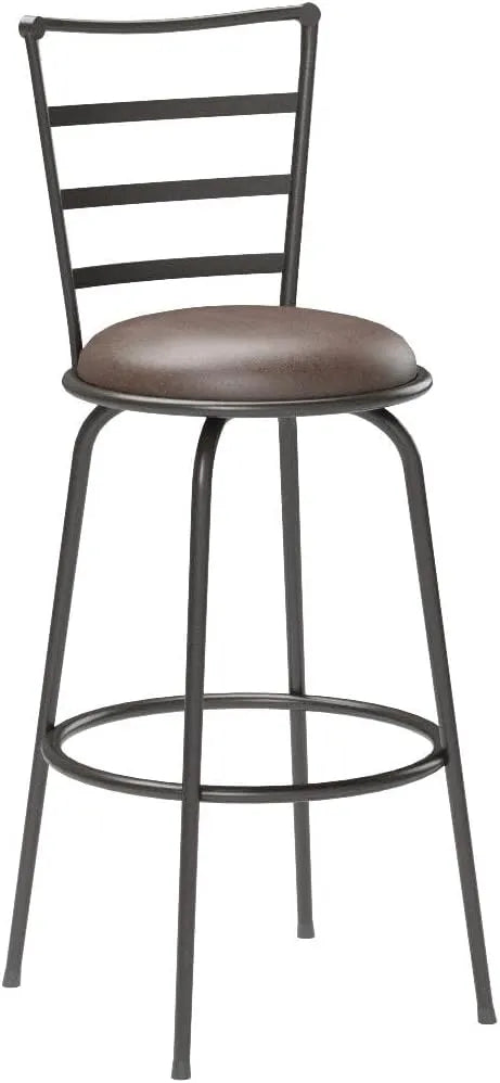 Mainstays Adjustable-Height Swivel Barstool, Hammered Bronze Finish, Set of 3 - Brown