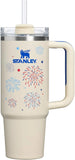 STANLEY Quencher H2.0 Flow State Tumbler, 30 oz, Cream Royal Fireworks