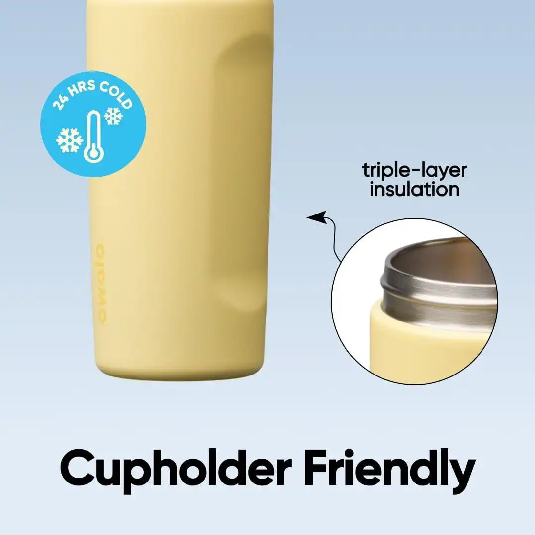 Owala FreeSip Kids Stainless Steel Water Bottle 16 oz Butter Half