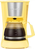 Holstein Housewares - 5 Cup Drip Coffee Maker - Convenient and User Friendly with Permanent Filter, Borosilicate Glass Carafe, Water Level Indicator, Auto Pause/Serve and Keep Warm Functions,Yellow