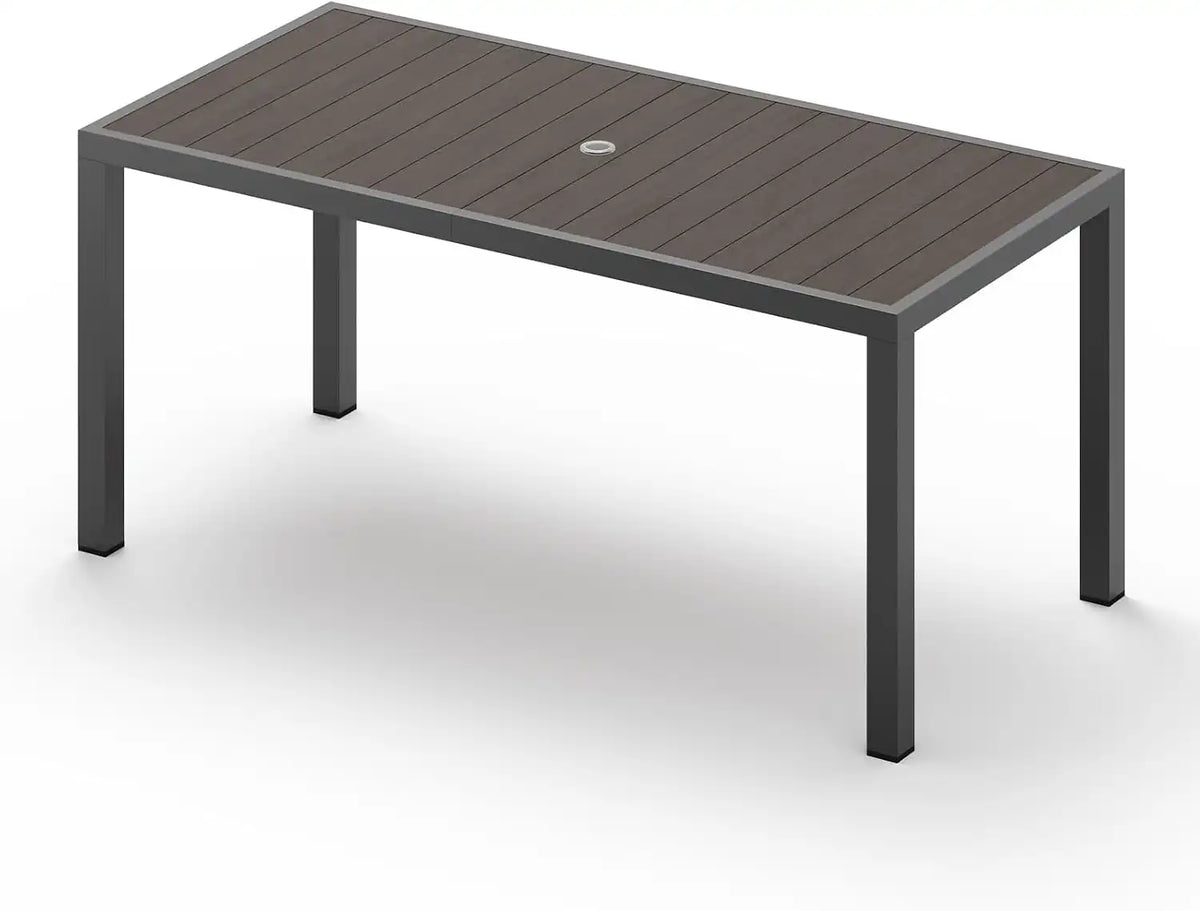 Outdoor Dining Table, Aluminum Patio Table Set, All Weather Patio Dining Furniture Set with Umbrella Hole for Backyard, Deck, Poolside (Charcoal)