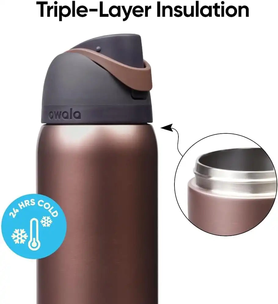 Owala FreeSip Stainless Steel Water Bottle 32 oz Desert Smoke