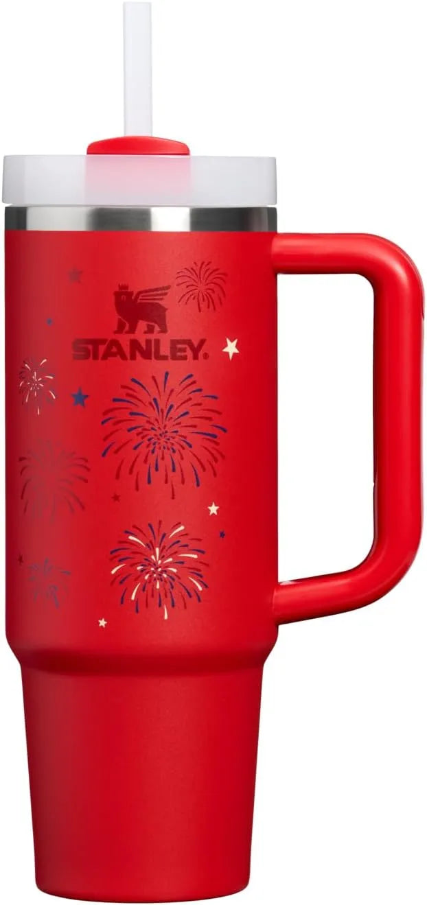 STANLEY Quencher H2.0 Flow State Tumbler, 30 oz, Chili Red Fireworks