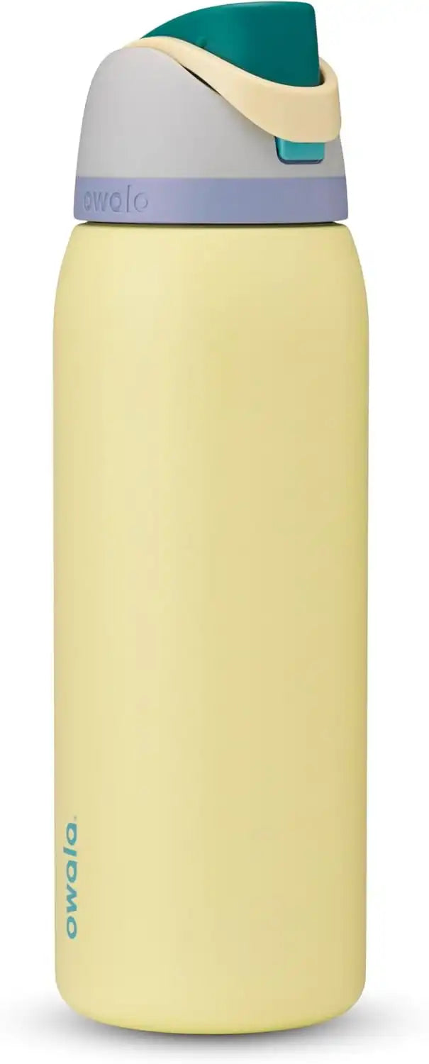 Owala FreeSip - Stainless Steel - 40-oz. - Grey/Yellow (Sunny Daze)