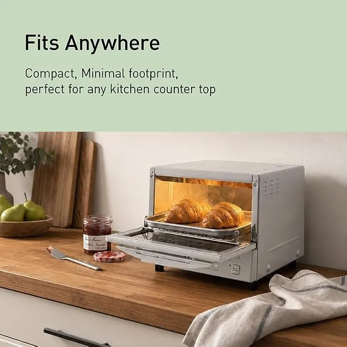Panasonic FlashXpress Toaster Oven Countertop, 4-Slice Small Toaster Oven Compact Size with Double Infrared Heating, 6 Auto Cook Options and Precise Temperature Control, 1300W - NB-G110P (Silver)