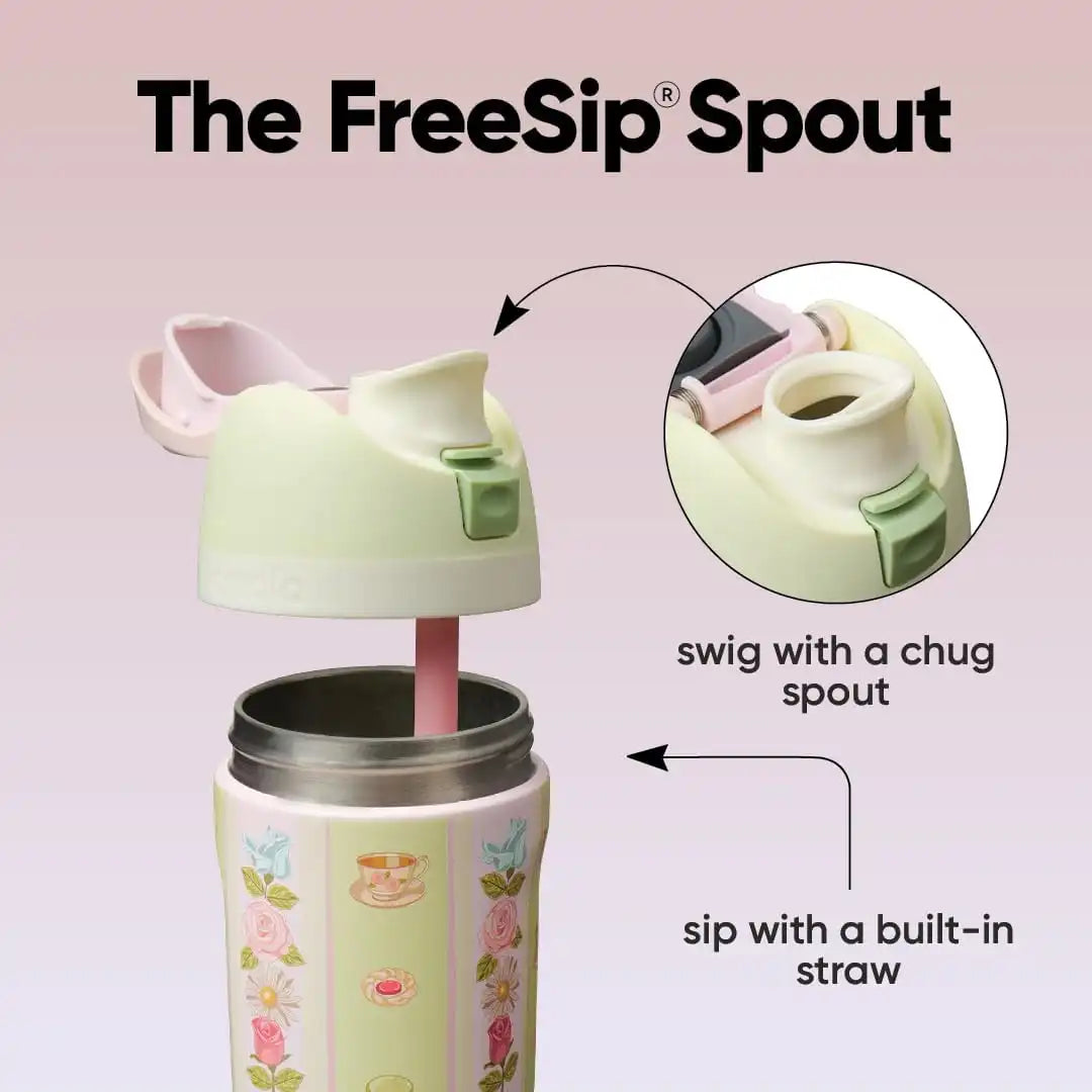 Owala FreeSip Kids Stainless Steel Water Bottle 16 oz Pretty Polite
